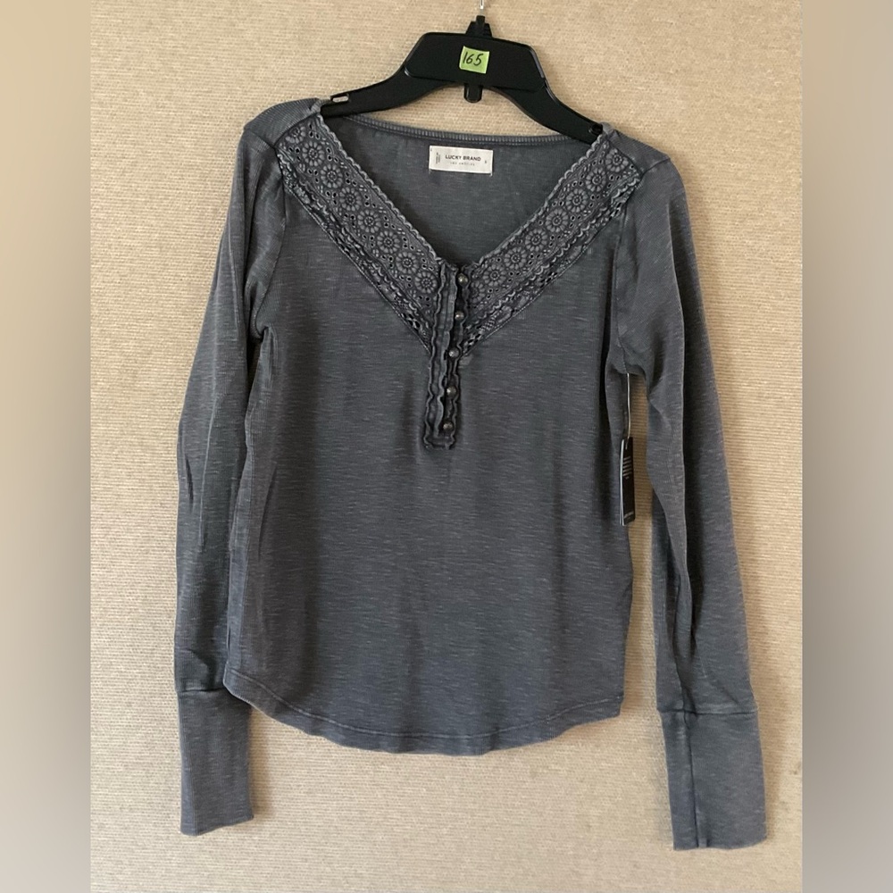 🌟 LUCKY BRAND Trim Mix Long Sleeve Henley